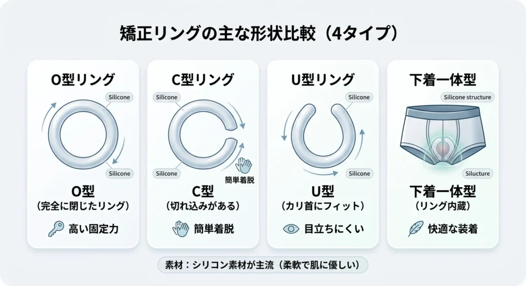 矯正リングの種類(O型・C型・U型・下着一体型)