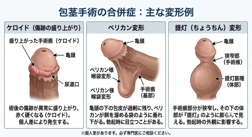 包茎手術の後悔：ペニスが変形した（ペリカン変形・提灯変形）